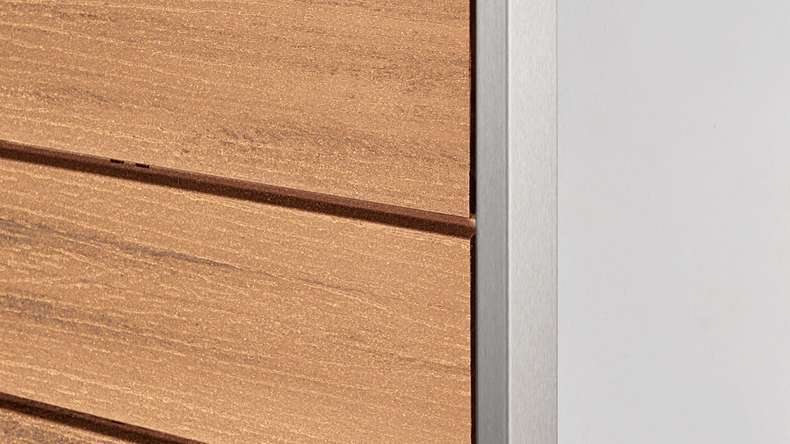 planeo Fassado - WPC rivestimento facciata a fasce romboidali in rovere marrone XXL 4 m