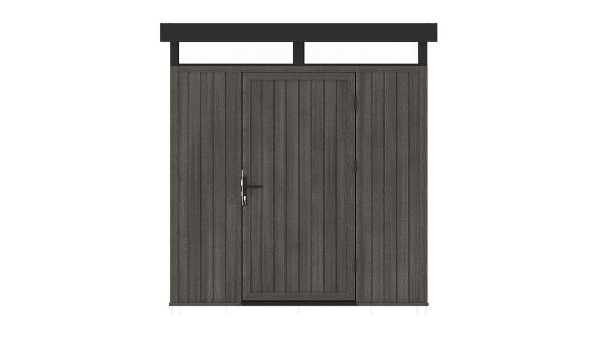 planeo WPC CoEx Casetta da giardino con tetto piano S - Grigio scuro 208 x 200 x 226,5 cm