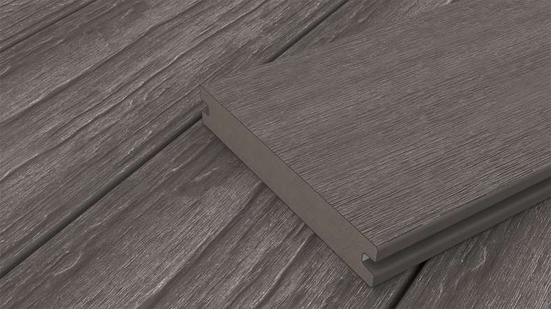 planeo ANTIKWoodline - Doghe per terrazza in WPC con rivestimento CoEx, doghe massicce - Grigio scuro 3 m - rustico/spazzolato liscio