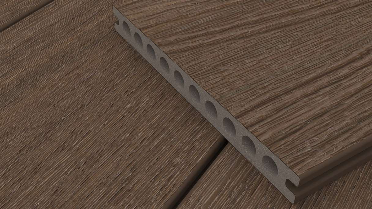 planeo MAXLine Nature - Pannello per decking XL rivestito in WPC CoEx a camera cava - Ipe Brown 3m strutturato/liscio spazzolato