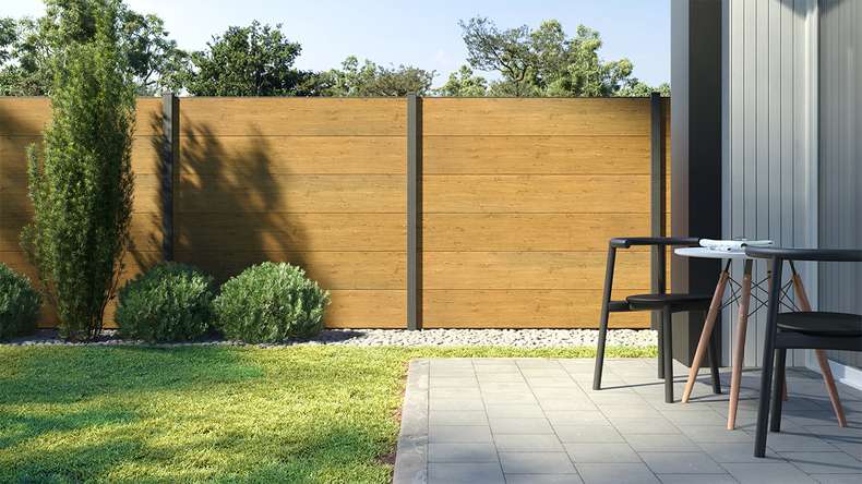 planeo Gardence Simply - Recinzione in PVC ad innesto Quadrata Quercia nodosa naturale