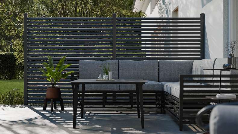 planeo Gardence Metallic Ellipse - Recinzione da giardino in alluminio quadrata Antracite | DB703