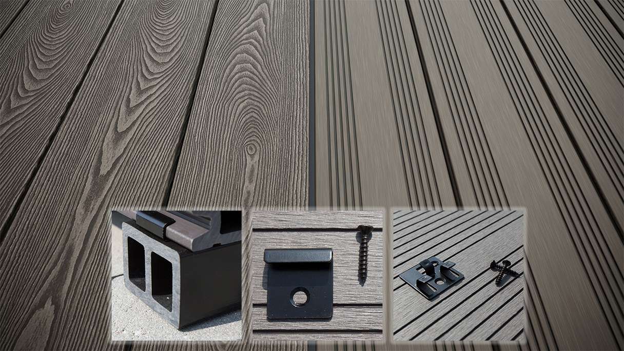 planeo SolidWood WPC decking set completo di tavole massicce - grigio chiaro francese/testurizzato