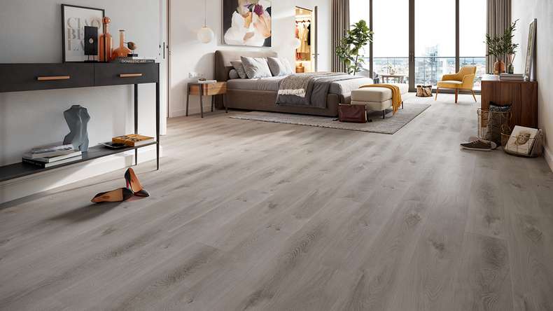 planeo Vinile rigido a incastro - HOMEtec Basic 30 IXPE Soft Mid Grey | Isolamento acustico integrato (RP-E30-7)