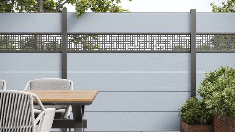 planeo Gardence Simply - Recinzione in PVC ad innesto Quadrata grigio argento 180 x 180cm