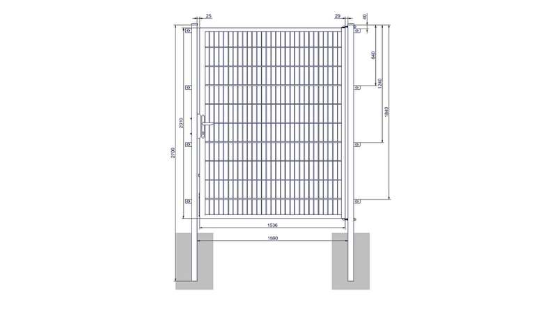 Porta universale media a 1 pannello zincata a caldo A 2000 x L 1590 mm inclusi i pali della porta