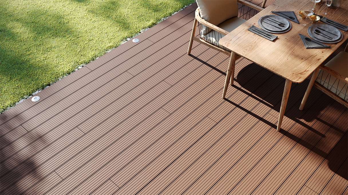 planeo LightWood WPC tavola cava - Marrone chiaro 3m scanalato/scanalato