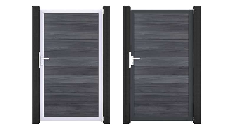 planeo Gardence Strong - Cancello universale BPC grigio pietra, co-ex con telaio in alluminio 100 x 180 cm