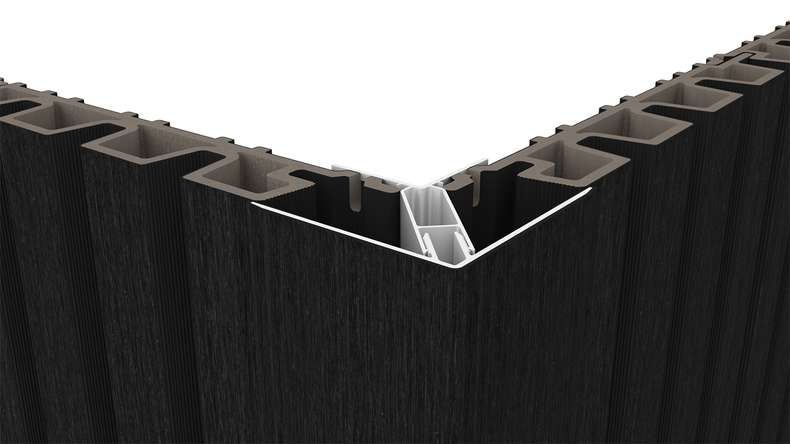 planeo LINEA - Profilo angolare esterno in alluminio CoEx nero 3000 x 66 x 66 mm