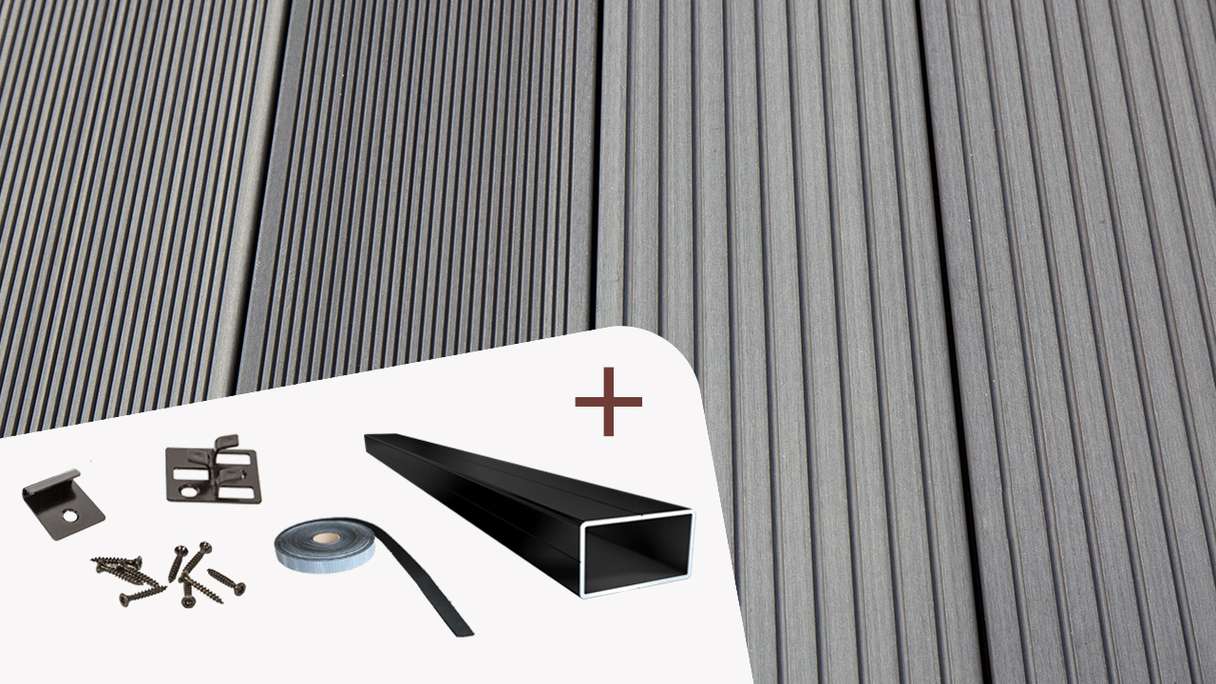 TitanWood set completo 3m struttura a listello cavo scanalato grigio chiaro 9,3m² incl. alluminio-UK