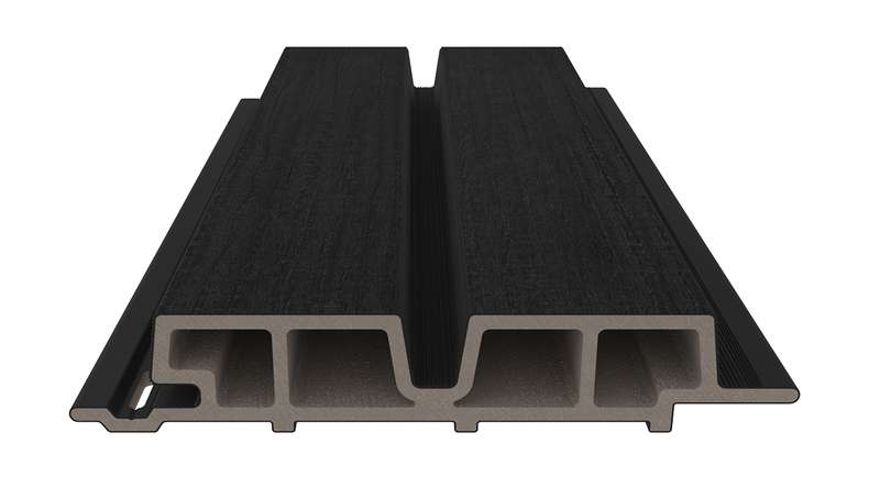 planeo LINEA Wide - Rivestimento per facciate in WPC CoEx, nero, 2900 x 181 mm