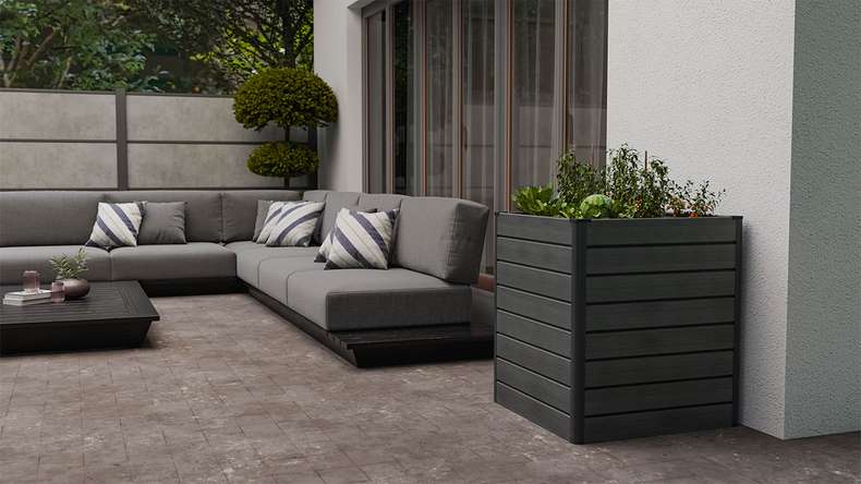 planeo BPC-Rhombus letto rialzato Cube - Grigio pietra co-ex. 70 x 70 x 79 cm