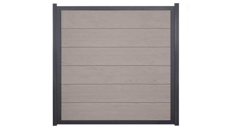 planeo Gardence Guard - Recinzione in BPC quadrata Bicolore Sabbia con telaio in alluminio antracite