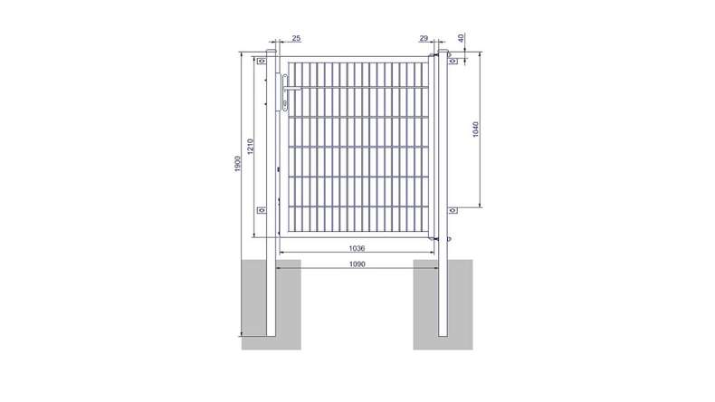 planeo porta universale media a 1 anta antracite H 1200 x L 1000 mm inclusi i pali della porta