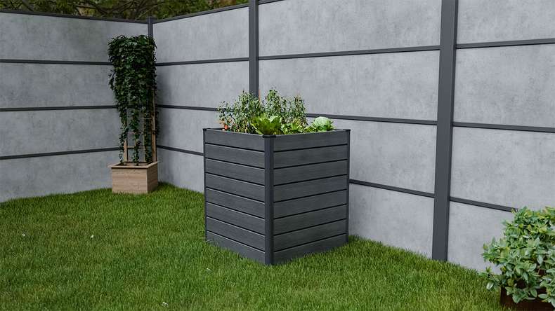 planeo BPC-Rhombus letto rialzato Cube - Grigio pietra co-ex. 70 x 70 x 79 cm