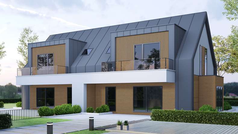 planeo LINEA Wide - Rivestimento per facciate in WPC CoEx, finitura Teak della Birmania, 2900 x 181 mm