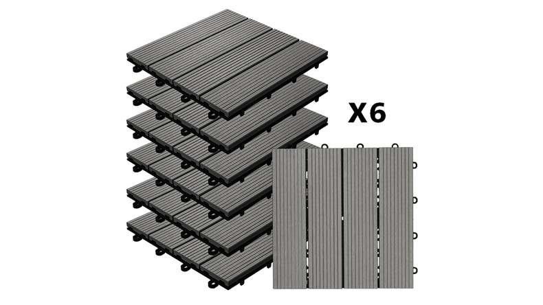 planeo pavimenti WPC piastrella per patio grigio 30x30 cm - 6 pz.