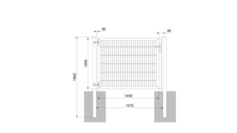 Porta universale pesante a 1 pannello antracite A 1200 x L 1575 mm inclusi i pali della porta