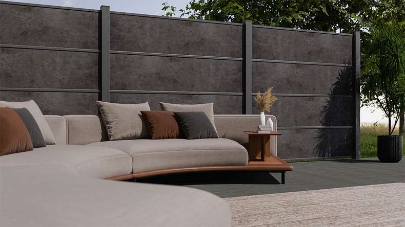 planeo Gardence Resistant - recinzione a innesto in HPL grigio antracite 180 x 183 cm