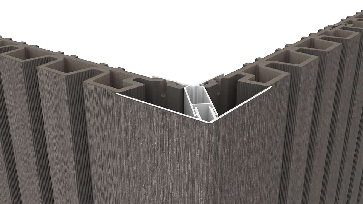 planeo LINEA - Profilo angolare esterno in alluminio CoEx, grigio scuro, 3000 x 66 x 66 mm