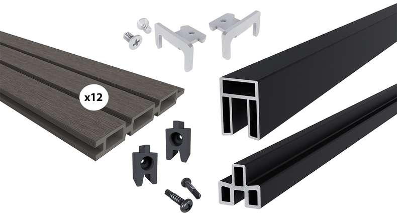 planeo LINEA - Recinzione a rombi in WPC CoEx grigio scuro 176 x 183