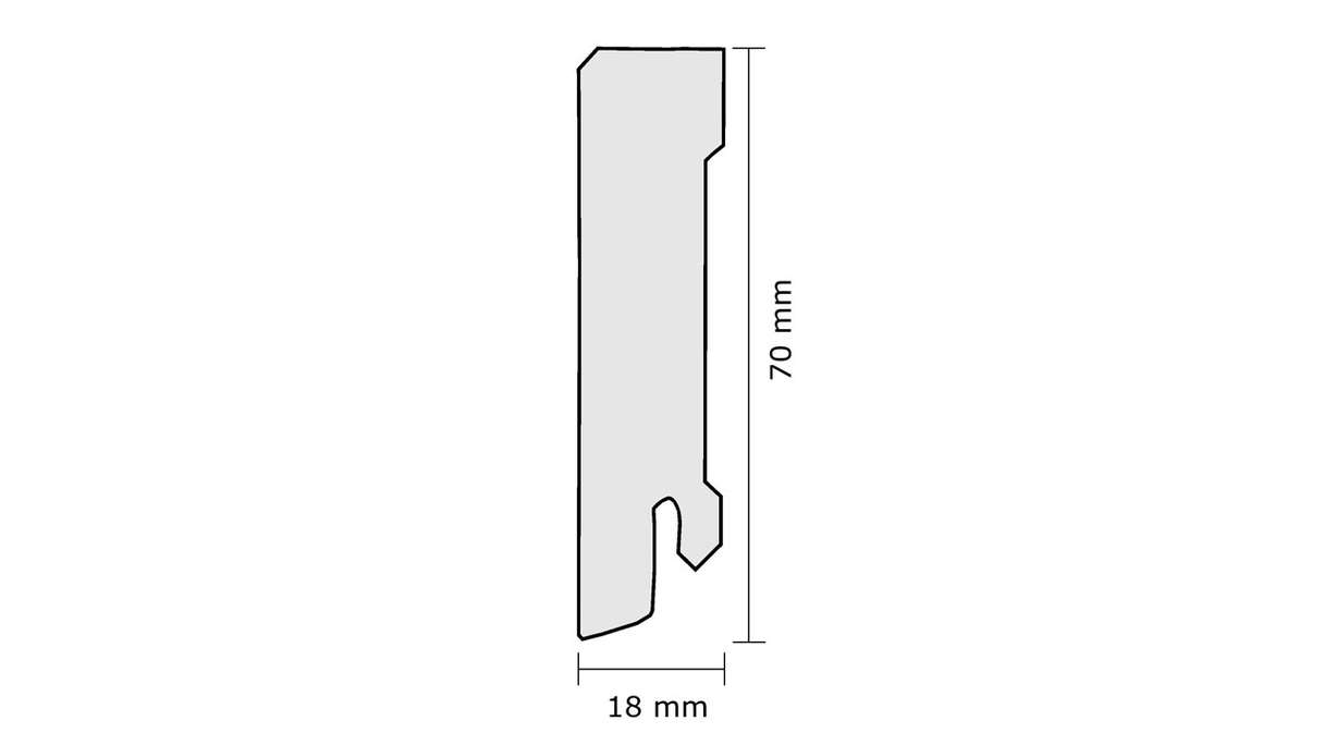 Battiscopa Wicanders MDF svasato - bianco cubico 18x70x2400mm
