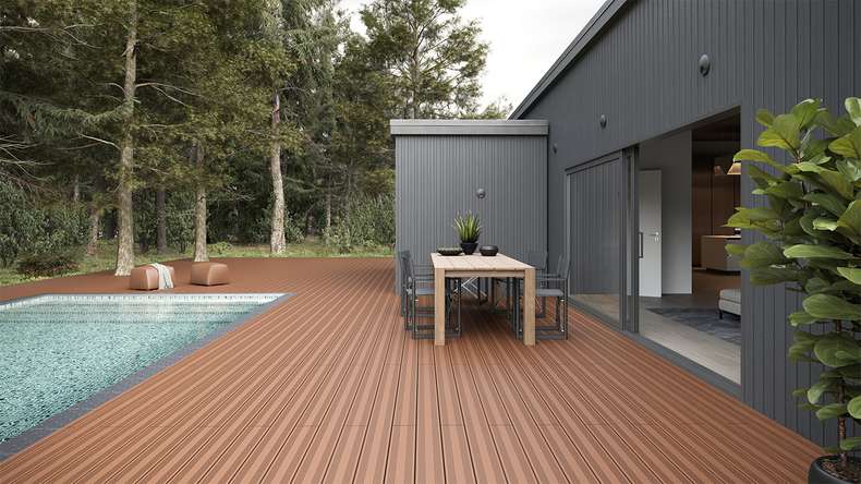 planeo SolidWood WPC tavola solido - Marrone chiaro 3m francese/strutturato