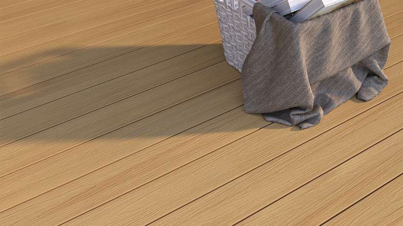 planeo WOODLine Nature - Pannello per decking rivestito in WPC CoEx camera cava - sabbia 3m strutturato/liscio spazzolato