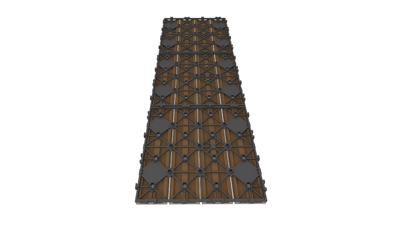 Piastrella per terrazze planeo in WPC-CoEx, modello Burma Teak, 90x30 cm