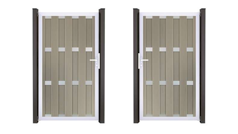 planeo Gardence Premade - Cancello BPC BiColor Sand 100 x 180 x 4 cm - Telaio in alluminio argento