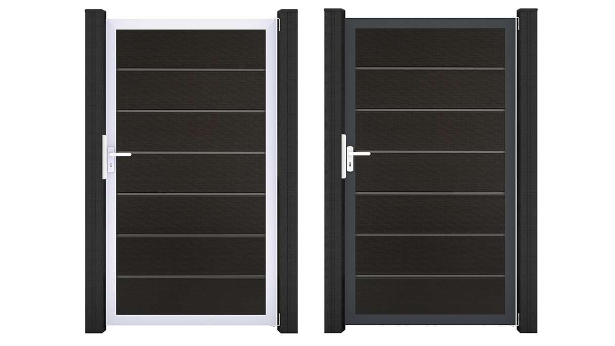 planeo Gardence Deluxe - Cancello universale BPC nero co-ex con telaio in alluminio