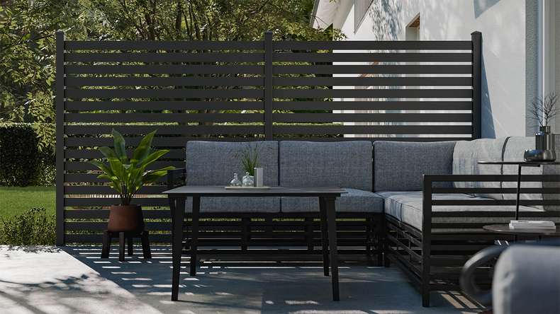 planeo Gardence Metallic Edge - Recinzione da giardino in alluminio quadrata antracite | DB703