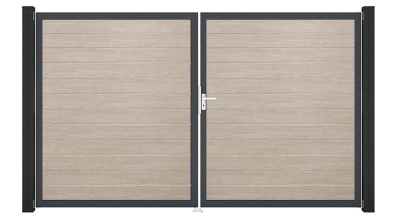 planeo Gardence Simply Small - Porta in PVC - DIN destra 2 ante Rovere Sheffield con telaio in alluminio antracite | DB703 300 x 180 cm