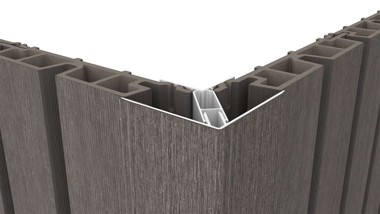 planeo LINEA - Profilo angolare esterno in alluminio CoEx, grigio scuro, 3000 x 66 x 66 mm