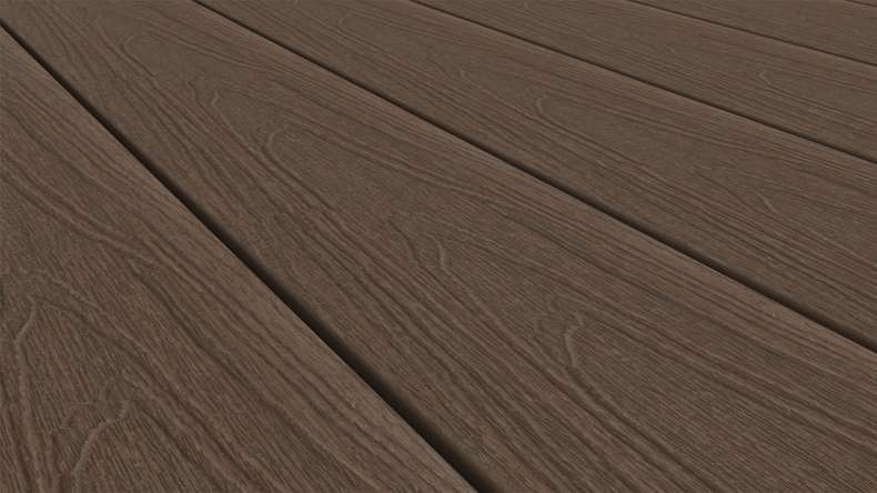planeo WOODLine Nature - Pannello per decking rivestito in WPC CoEx a camera cava - Ipe Brown 3m strutturato/liscio spazzolato
