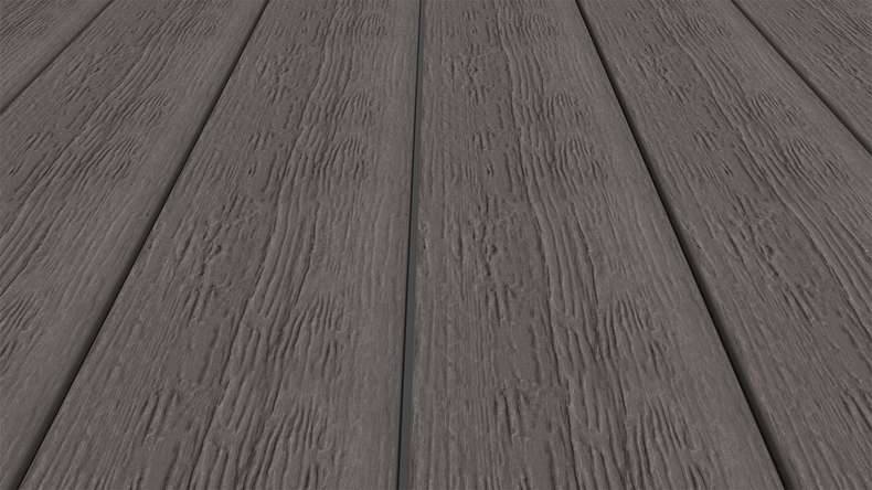 planeo ANTIKWoodline - Listello per terrazza rivestito in WPC CoEx, profilo composito leggero - Grigio scuro 3 m - rustico/spazzolato liscio