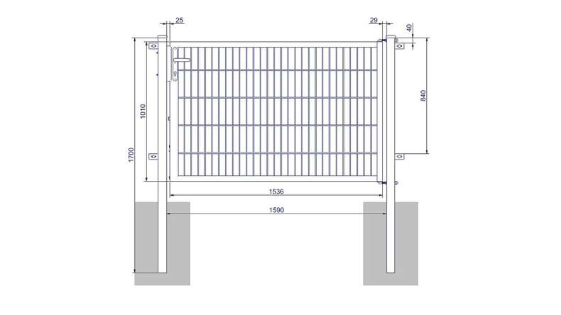 Porta universale media a 1 pannello verde muschio A 1000 x L 1590 mm inclusi i pali della porta