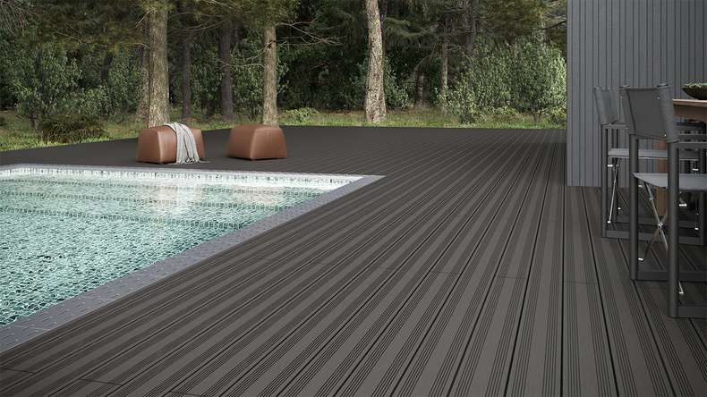 planeo SolidWood WPC tavola solido - Grigio scuro 3m francese/strutturato