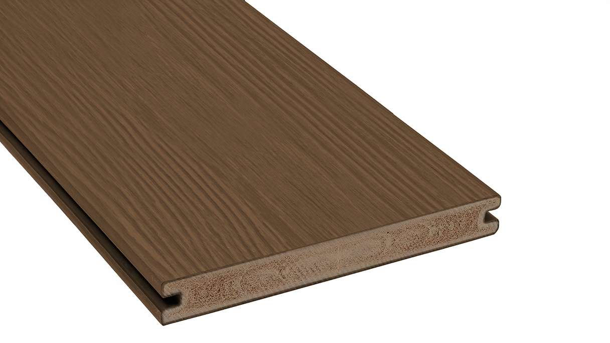planeo Authentic Wood - Listelli per terrazze BPC massicci - Marrone cioccolato con finitura strutturata