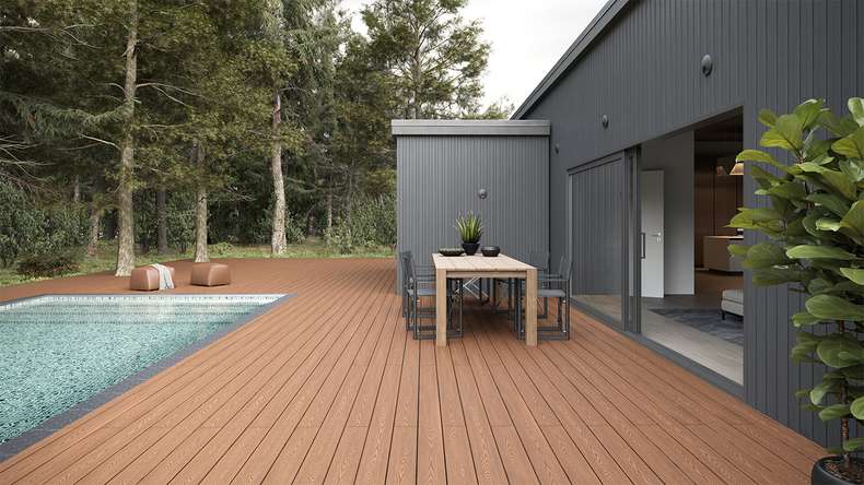 planeo SolidWood WPC tavola solido - Marrone chiaro 3m francese/strutturato