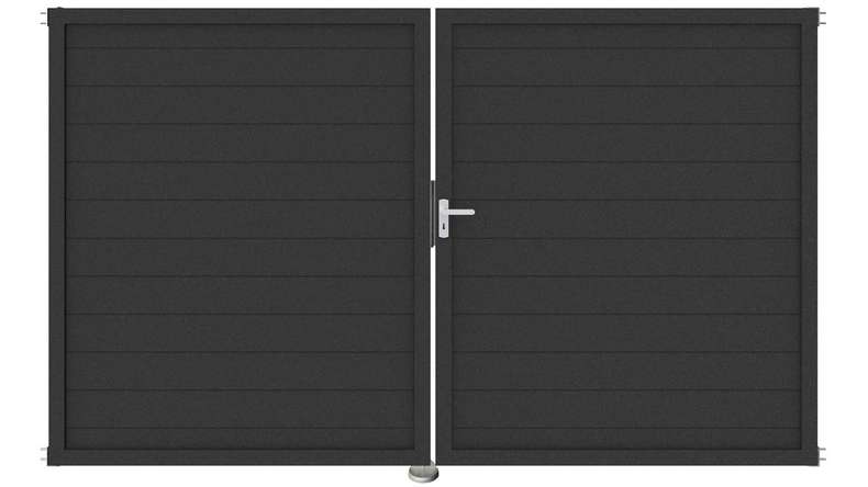 planeo Gardence Metallic - Porta in alluminio DIN Destro 2 ante antracite con telaio in alluminio antracite