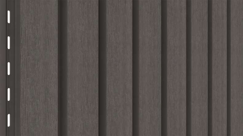 planeo LINEA Wide - Rivestimento per facciate in WPC CoEx, grigio scuro, 2900 x 181 mm