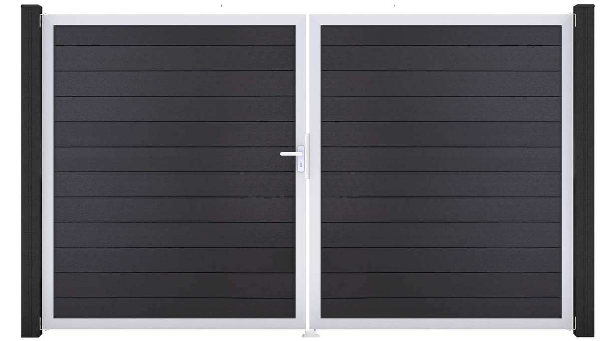 planeo Gardence Strong - Cancello BPC - a due ante, grigio antracite con telaio in alluminio antracite 