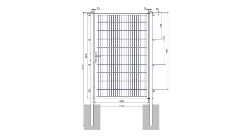 Porta universale media a 1 pannello zincata a caldo A 2000 x L 1340 mm inclusi i pali della porta