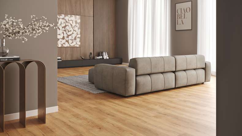 planeo Rigido Vinile ad incastro - SolutionX 2in1 Oak Gold Brown | Isolamento acustico integrato (ECF-0077)