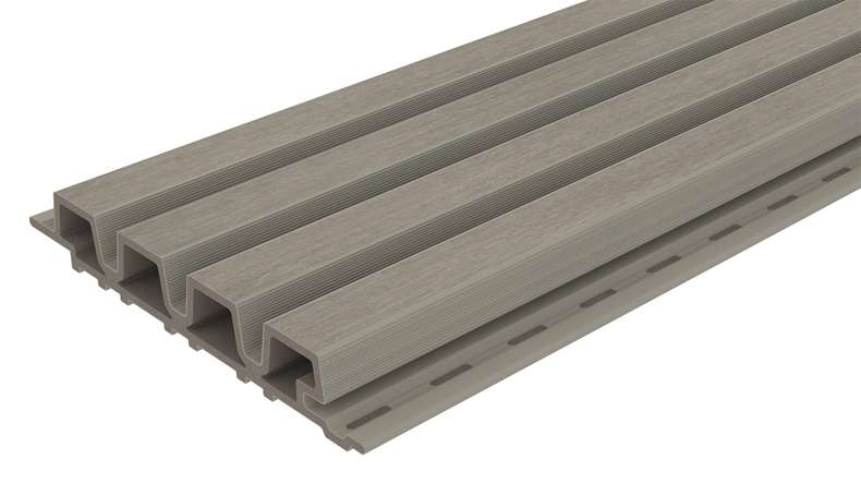 planeo LINEA Slim - Rivestimento per facciate in WPC CoEx, grigio chiaro, 2900 x 215 mm