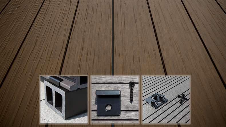 planeo AntikWood WPC set completo di tavole massicce - marrone antico invecchiato