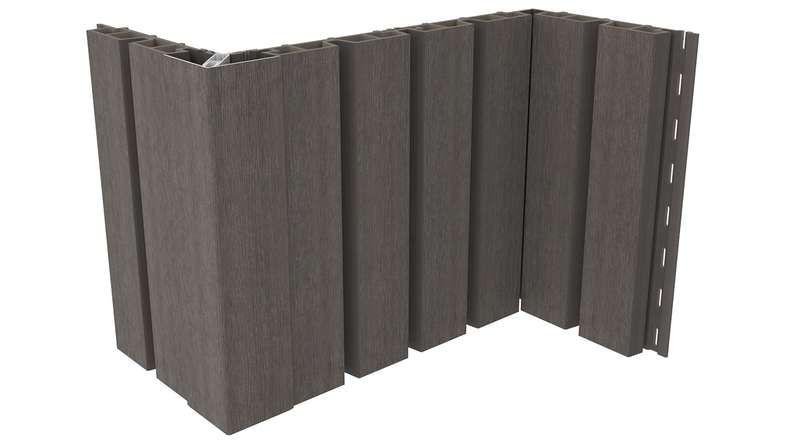 planeo LINEA Wide - Rivestimento per facciate in WPC CoEx, grigio scuro, 2900 x 181 mm