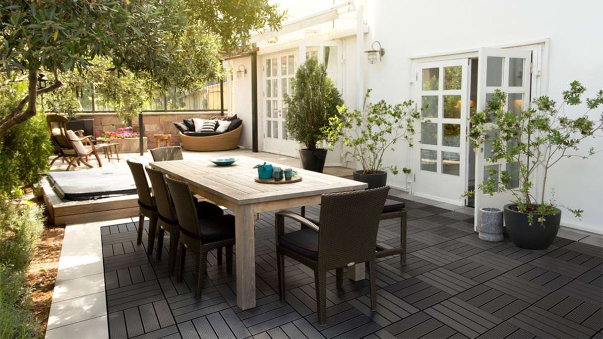 planeo pavimenti WPC piastrella per patio antracite 30x30 cm - 6 pz.