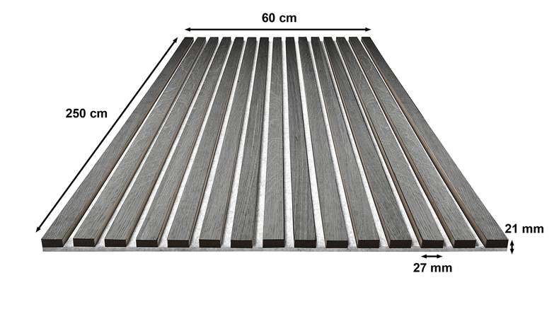 Skaben Pannelli acustici SilentWall Pro - Grigio rovere - 250 x 60 cm